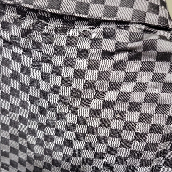 NWT DAVI & DANI Black And Grey Checkered Shirt And Pants Set Woman Size S, M, L - Picture 7 of 16